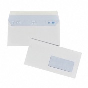 Enveloppes blanches 110 x 220 mm (DL) - 90g - Fenêtre 45 x 100 - Lot de 50