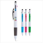 Stylo multicouleurs WHITE - 3 couleurs vives & stylet