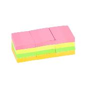 Notes à coller 40 x 50 mm - Coloris néons assortis - Le lot de 12 blocs