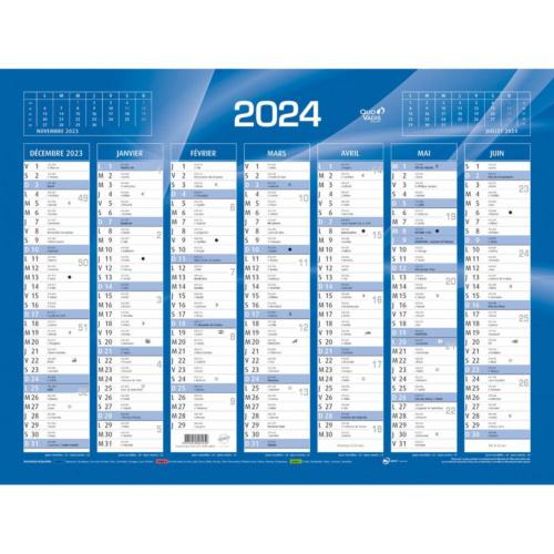 Calendrier mural - 21 x 27 cm - 2024 - 7 mois par face - 2024 - Le lot de 2