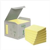 Notes POST-IT 100% recycl 76 x 76 mm - Jaune - Lot de 6 blocs