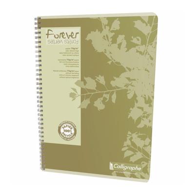 Cahier Calligraphe Forever 100% recyclé A4 - Spirales - 180 pages - Ligné 8 mm - 21 x 29,7 cm - Lot de 5