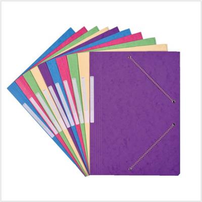 Chemises à élastiques 3 rabats A4 carte lustrée - 390g - Couleurs pastel assorties - Le lot de 10