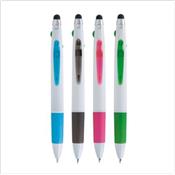 Stylo multicouleurs WHITE - 3 couleurs vives & stylet