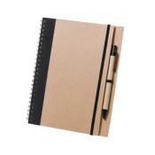 Cahier A5 TUNEL carton recycl 60 feuilles et stylo inclus