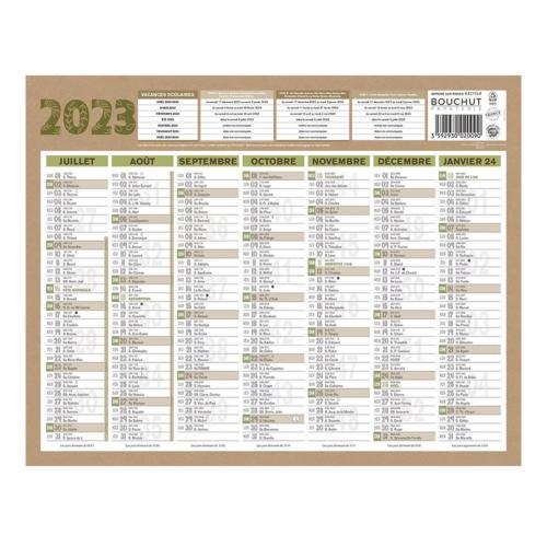 Calendrier mural recyclé Bouchut Natura - 40,5 x 55 cm - 7 mois / face - 2024 - Le lot de 2