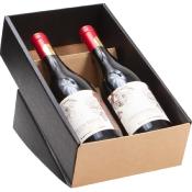Coffret carton noir 2 bouteilles 20 x 35 x 9 cm