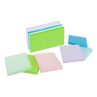 Notes à coller 76 x 76 mm - Coloris pastel assortis - Le lot de 6 blocs