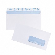 Enveloppes blanches 110 x 220 mm (DL) - 90g - Fenêtre 35 x 100 - Lot de 50