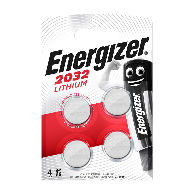 Pack 4 Piles boutons Energizer lithium 3V CR 2032