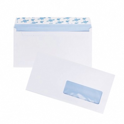 Enveloppes blanches 110 x 220 mm (DL) - 90g - Fenêtre 35 x 100 - Lot de 50