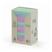 Notes adhsives Post-it 100% recycl - 100 feuilles - 38 x 51 mm - Lot de 24 blocs - Coloris pastel assortis