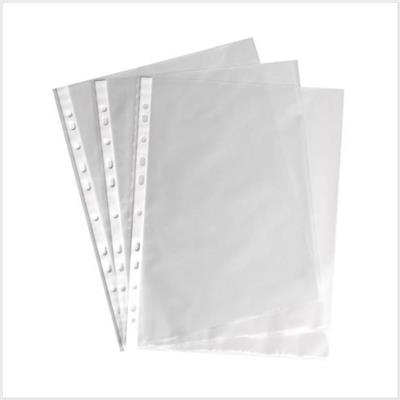 Pochettes perforées transparentes grainées - Polypro 7/100e - Lot de 50
