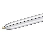 Stylo bille BIC 4 couleurs Shine rétractable argent - Pointe moyenne