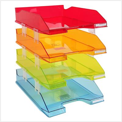 Le set de 4 bannettes à courrier Exacompta transparent Arlequin - Coloris assortis