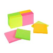 Notes  coller 76 x 76 mm - Coloris nons assortis - Le lot de 6 blocs