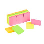 Notes à coller 40 x 50 mm - Coloris néons assortis - Le lot de 12 blocs