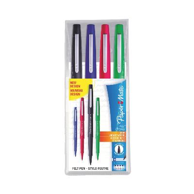 Pochette de 4 stylos feutre Papermate Flair à capuchon - Pointe moyenne
