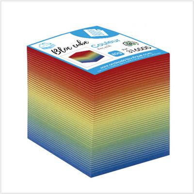 Bloc cube arc en ciel papier couleur recyclé 90g - 620 feuilles - Le bloc