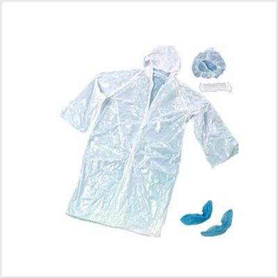 Kit visiteur : Blouse + sur-chaussures bleues + charlotte + masque - Le lot de 100