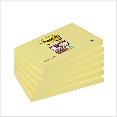 Notes POST-IT Super Sticky 76 x 127 mm - Jaune - Le lot de 6 blocs